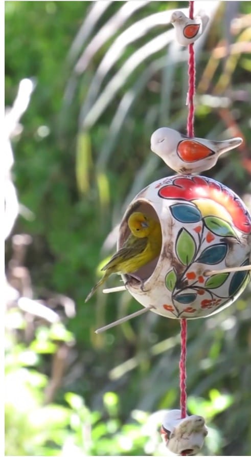 Hanging Bird Nest Handpainted