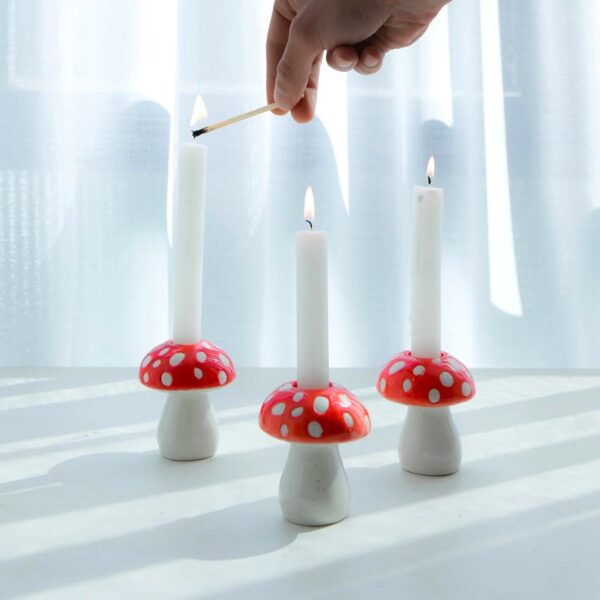 ceramic mushroom candle holders