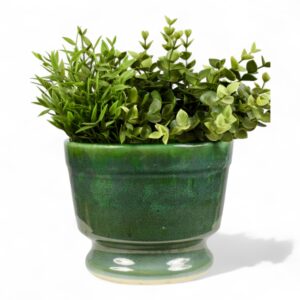 glossy green ceramic planter