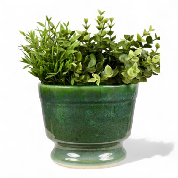 glossy green ceramic planter