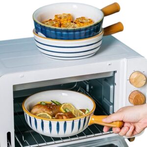 Ceramic Baking Dish with Handle – Oven & Microwave Safe Deep Pan for Cooking, Serving & Baking