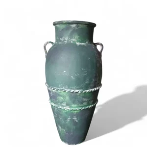 Large Rustic Green Amphora terracotta Vase – Antique Floor Pot with Handles