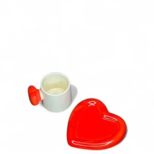 Heart Handle Ceramic Mug & Tray Set