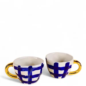Royal Checkered Ceramic Cup Set