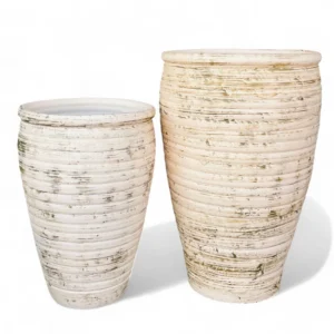 Rustic White Distressed Terracotta Planters – Large Outdoor & Indoor Pots