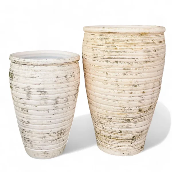 Rustic White Distressed Terracotta Planters – Large Outdoor & Indoor Pots