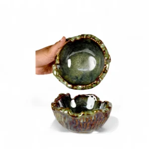 Forest Moss Textured Ceramic Bowl Set