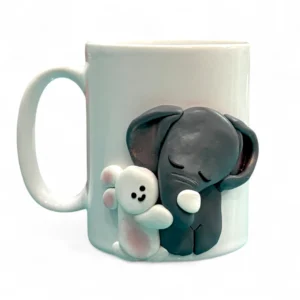 Handmade 3D Ceramic Mug – Cute Elephant & Rabbit Design Gift Cup