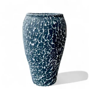 Black & White Crackle Glaze Ceramic Planter – Tall Modern