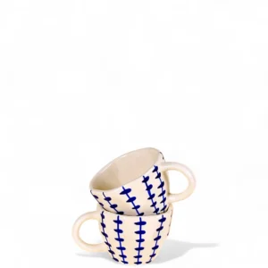 Handcrafted Blue Line Art Ceramic Mugs