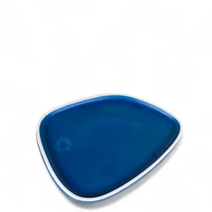 Deep Blue Abstract Ceramic Plate
