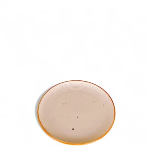 Handcrafted Minimal Ceramic Dinner Plate – Ochre Rim