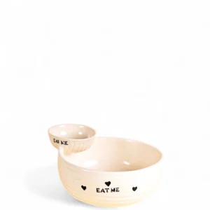 Handcrafted “Eat Me – Dip Me” Ceramic Snack Bowl