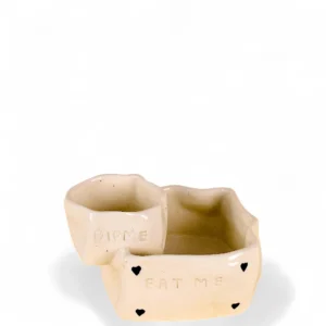 Handcrafted “Eat Me – Dip Me” Ceramic Snack & Dip Bowl (Square Design)