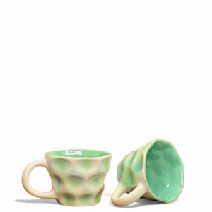 Handcrafted Green Textured Ceramic Cup Set