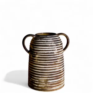 Rustic Stripe Twin Handle Vase