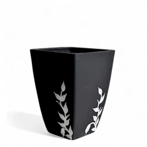 Midnight Leaf Square Ceramic Planter