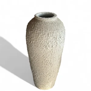 Textured Off-White Ceramic Floor Vase – Handmade Rustic Decorative Pot
