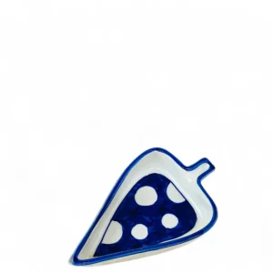 Blue Polka Leaf Ceramic Bowl