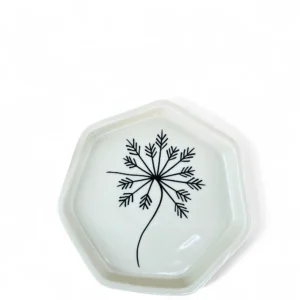 Minimal Black Leaf Ceramic Plate