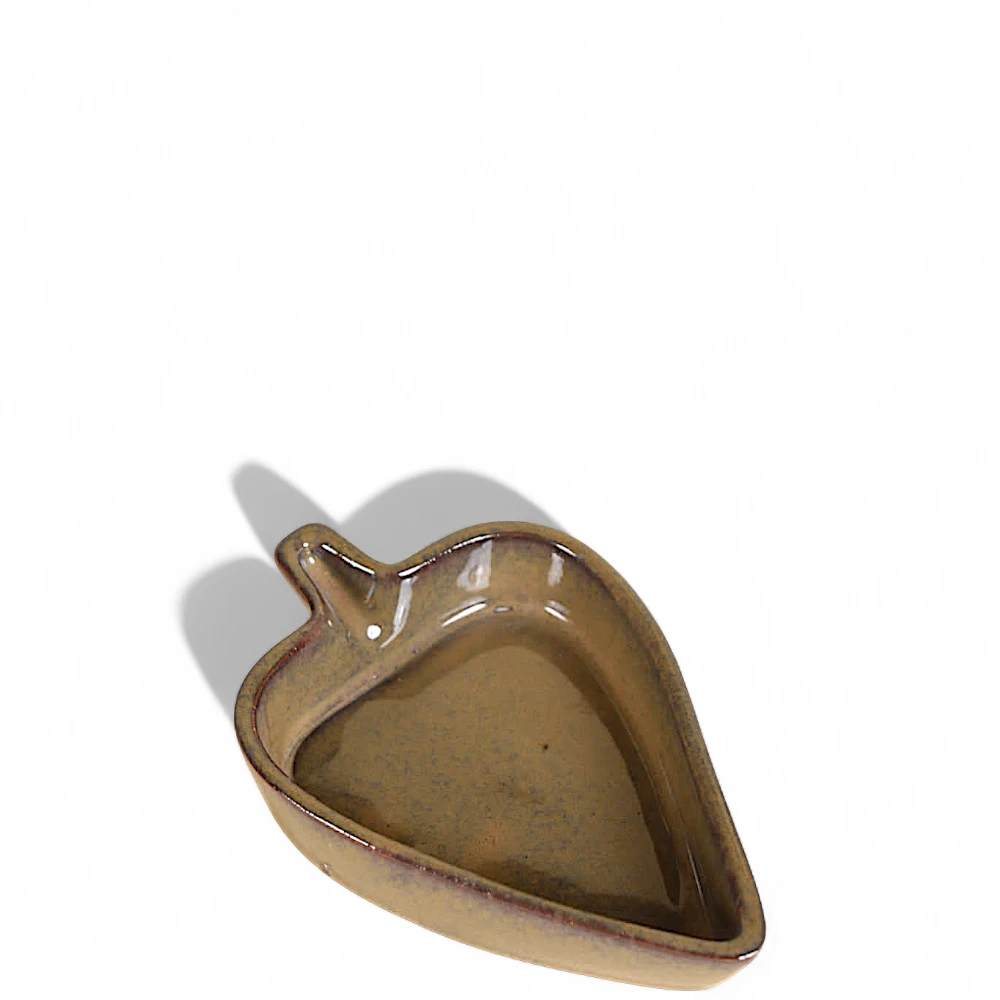 Earthy Brown Leaf-Shaped Ceramic Bowl