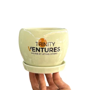 logo printed ceramic pots with plate