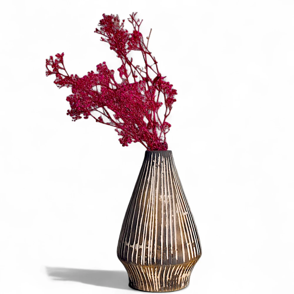Vertical Striped Rustic Vase
