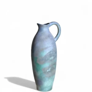 Tall, slender, Aqua wave ceramic vase