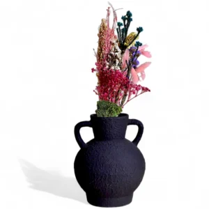 Noir Textura Double Handle Ceramic Vase