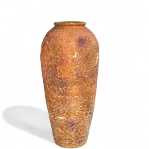 Burnt Orange Crackle Glaze Terracotta Vase – Tall Rustic Floor Planter