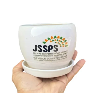 Custom Logo Printed Ceramic Planter with Saucer – Corporate Gifting & Branding
