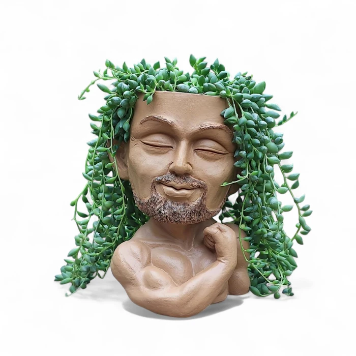 The Thinker Planter Male Face Ceramic Art