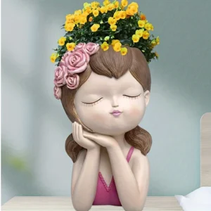 Blushing Beauty Planter – Handcrafted Girl Face Ceramic Pot