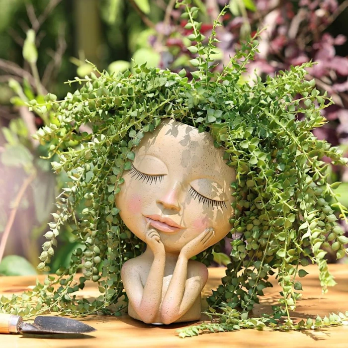 Dreaming Garden Goddess Planter – Handcrafted Ceramic Face Pot