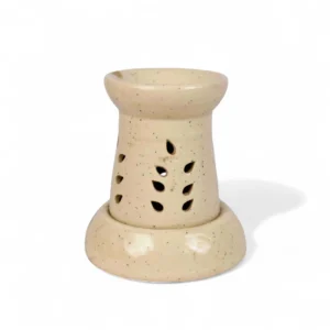 Handcrafted Ceramic Electric Aroma Diffuser – Beige Leaf Cut Design