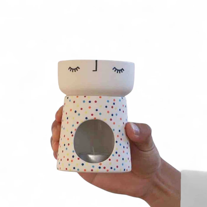 Handcrafted Face Aroma Diffuser – Polka Dot Ceramic Oil Burner