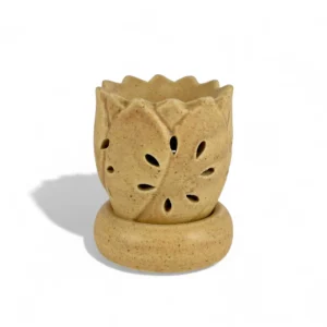 Handcrafted Lotus Leaf Electric Aroma Diffuser – Natural Sand Glaze
