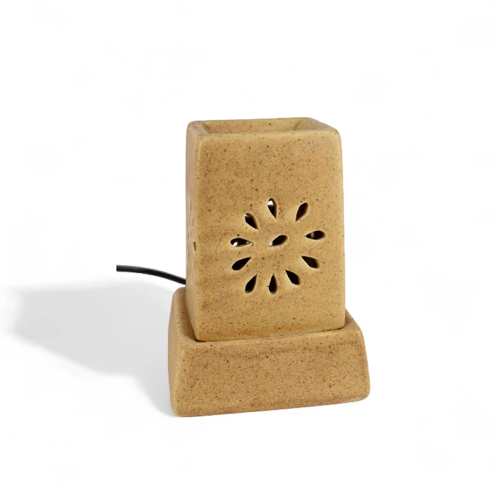 Handcrafted Square Electric Aroma Diffuser – Matte Beige Sand Finish