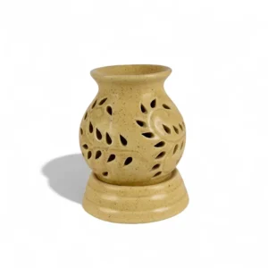 Handcrafted Round Leaf Cut Aroma Diffuser – Beige Sand Finish
