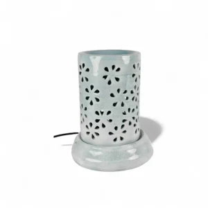 Handcrafted Floral Cut Electric Aroma Diffuser – Soft Blue Glaze