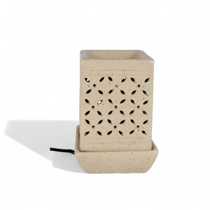 Handcrafted Square Cut Electric Aroma Diffuser – Beige Stone Finish
