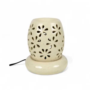 Handcrafted Floral Cut Electric Aroma Diffuser – Natural Beige