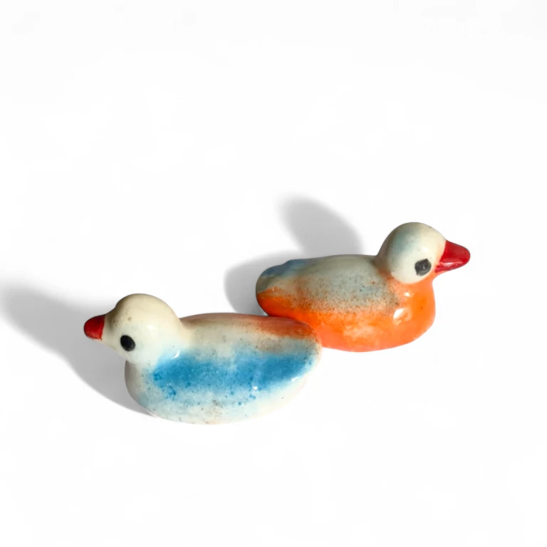Mini Ceramic Duck Figurine Pair