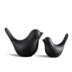 Minimalist Black Bird Figurines – Set of 2