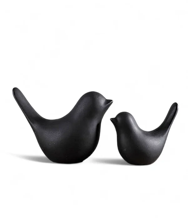Minimalist Black Bird Figurines – Set of 2