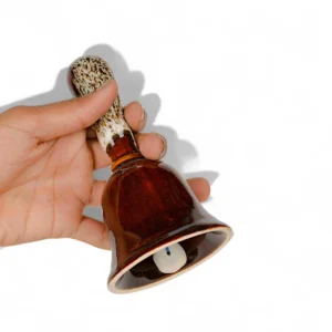 Handcrafted Ceramic Bell – Rustic Brown