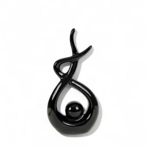 Abstract Black Ceramic Sculpture – Flow Form