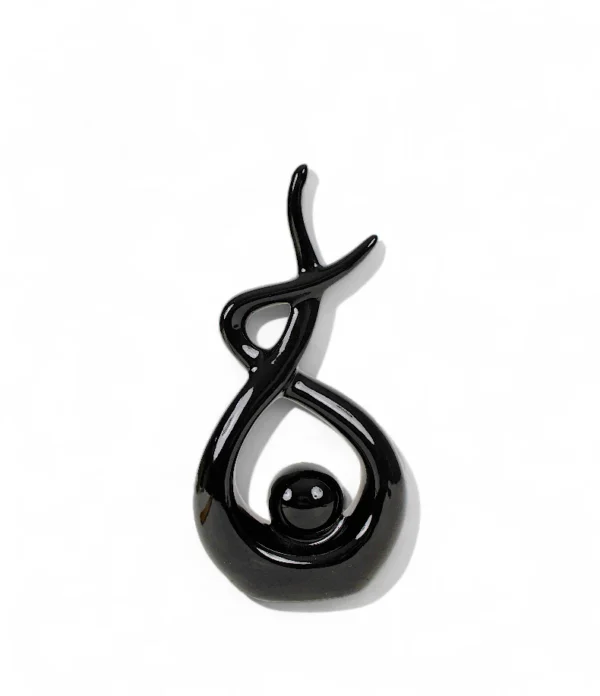 Abstract Black Ceramic Sculpture – Flow Form