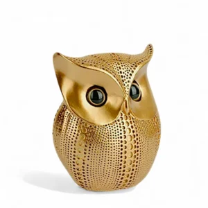 Golden Owl Ceramic Figurine – Symbol of Wisdom