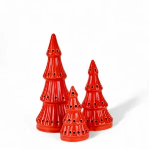 Red Ceramic Christmas Tree Set – Festive Glow Collection